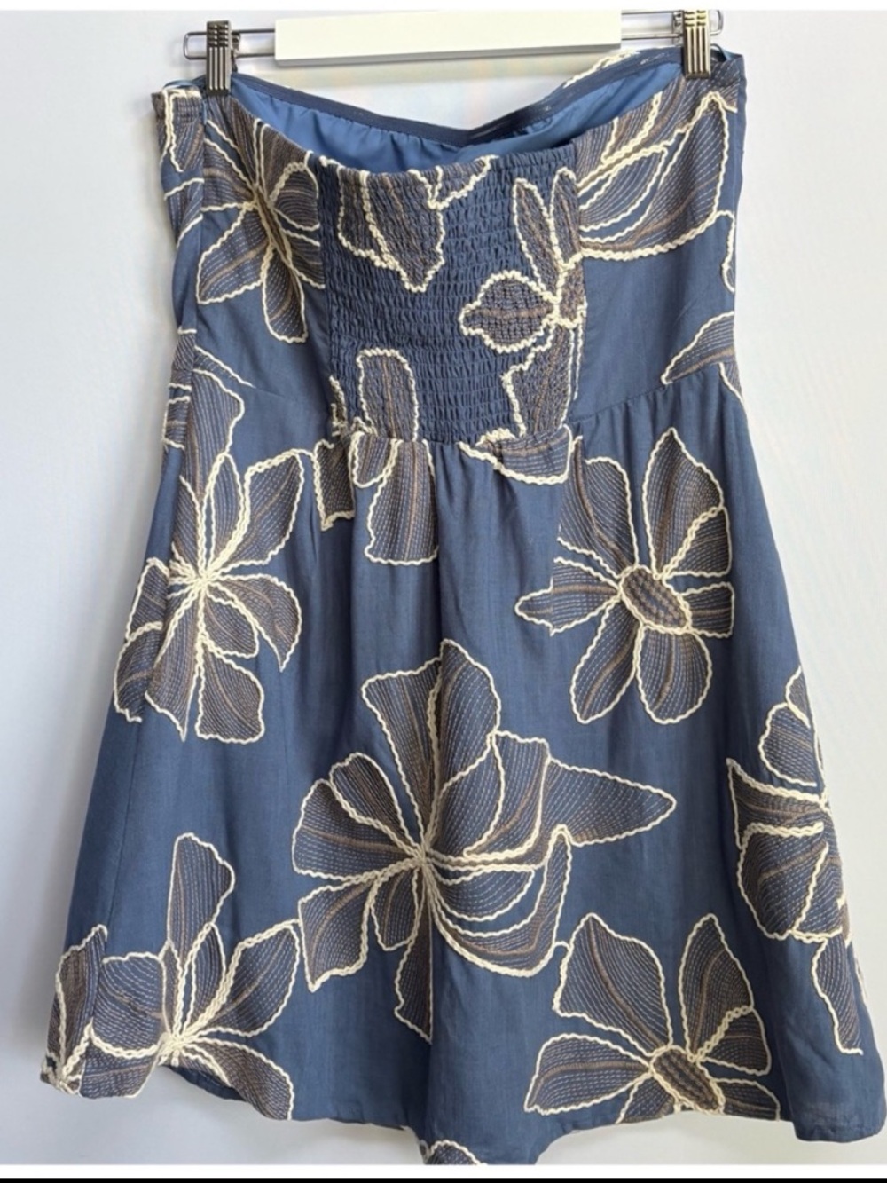 NWT Anthropologie Flat White Embroidered Strapless Mini Dress, XL - Picture 10 of 13